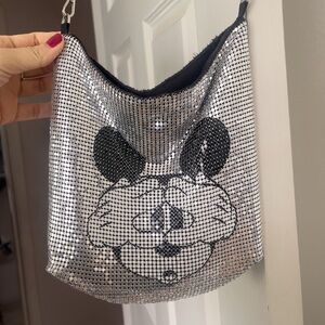 Silver Sequin Mickey Mouse Shoulder Bag